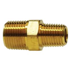 28227 Reducing Hex Nipple, 1 - in Male NPTF x 3/4 - in Male NPTF, Brass - GetHydraulics.com