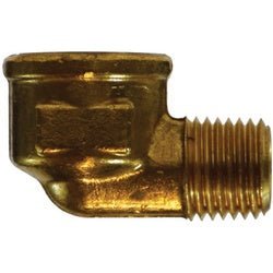 28265B 90 deg Barstock Reducing Street Elbow, 1/2 in FNPTF x 3/8 in MNPTF, Brass - GetHydraulics.com