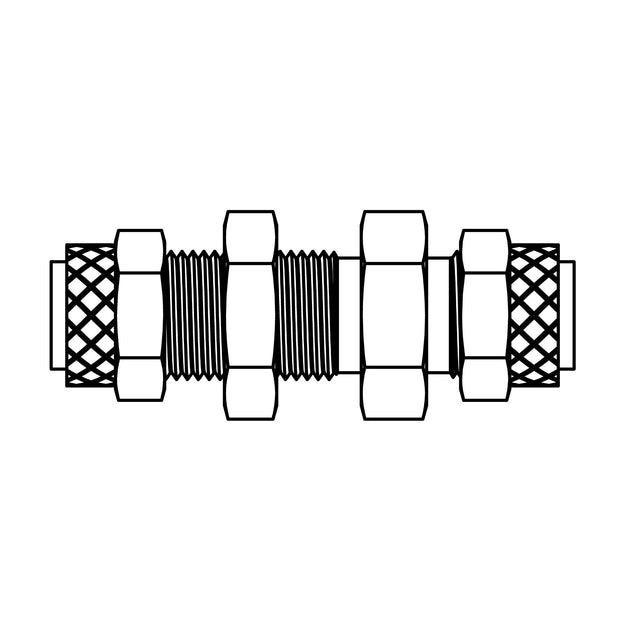 282P - 05 - 05 Tube Bulkhead Union, Brass - GetHydraulics.com