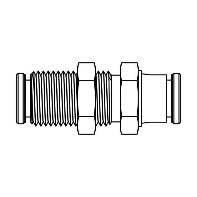 282PP - 02 - 02 Tube Bulkhead Union, Brass - GetHydraulics.com