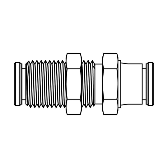 282PP - 06 - 06 Tube Bulkhead Union, Brass - GetHydraulics.com