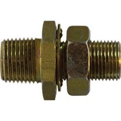 28324 Bulkhead Connector, 1/2 in FNPTF x 3/8 in MNPTF, Brass - GetHydraulics.com