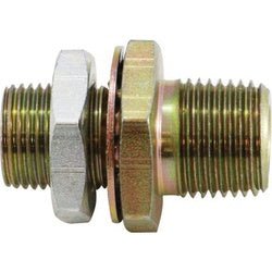 28325 Bulkhead Adapter, 1/2 - in MIP x 1/4 - in FIP, Brass/Steel - GetHydraulics.com