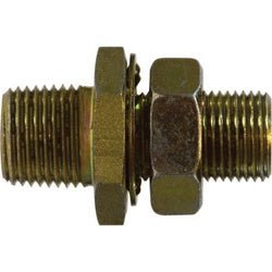 28345 Bulkhead Adapter, 1/2 - in MIP x 1/4 - in FIP, Brass/Steel - GetHydraulics.com