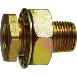 28346 Bulkhead Connector, 3/8 in FNPTF x 1/2 in MNPTF, Brass - GetHydraulics.com
