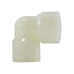 28704W 90 deg Elbow, 3/4 in Tube OD x 3/4 in Tube OD, Nylon, White - GetHydraulics.com