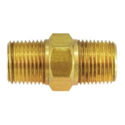 28816 Hex Nipple, 1/4 - in BSPT x 1/4 - in MIP, Brass, Nickel - Plated - GetHydraulics.com