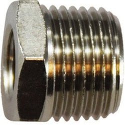 28875 Bushing, 3/8 in Male BSPT x 1/4 in Female BSPP, Brass, Nickel - Plated - GetHydraulics.com