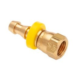 29PO5 - 55 Push - On Dual - Angle Seat Swivel Adapter, 5/16 - in Push - On Hose Barb x 5/16 - in Female SAE 45 deg/37 deg JIC Swivel, Brass - GetHydraulics.com
