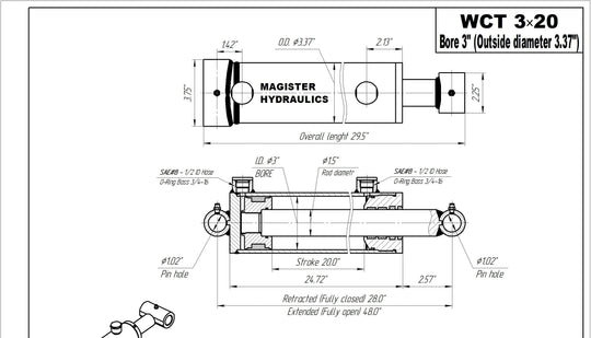 3" Bore Cross Tube Hydraulic Cylinders - GetHydraulics