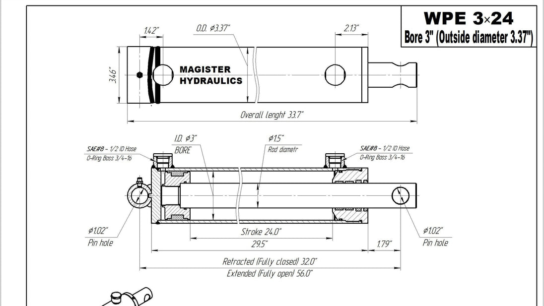 3" Bore Pin Eye Cylinders - GetHydraulics