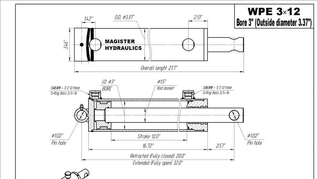 3" Bore Pin Eye Cylinders - GetHydraulics