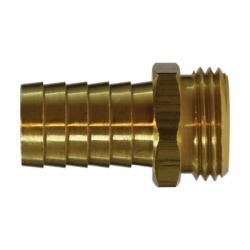 30041 Straight Male End Hex Adapter, 5/8 - in Garden Hose Barbed x 3/4 - in MGH, Brass - GetHydraulics.com
