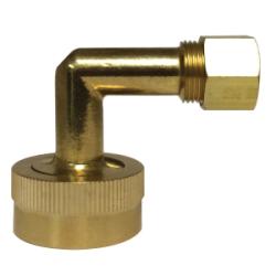 30056 90 deg Dishwasher Elbow with Nut and Sleeve, 3/4 in FGH x 3/8 in Compression, Brass - GetHydraulics.com