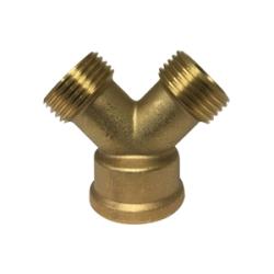 30140 Wye Connector, 3/4 - in Female Garden Hose x 3/4 - in Male Garden Hose x 3/4 - in Male Garden Hose, Brass - GetHydraulics.com
