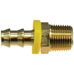 30208 Straight Adapter, 1/4 in Push - On Hose Barbed x 1/2 in MNPTF, Brass - GetHydraulics.com