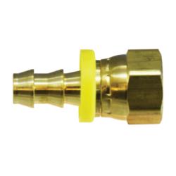 30345 Adapter, 1/2 in Push - On Hose Barbed x 3/4 in FNPSM Ball Seat Swivel, Brass - GetHydraulics.com