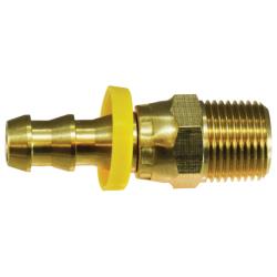 30424 Straight Swivel Connector, 5/8 in Push - In Tube x 1/2 in MIP, Brass - GetHydraulics.com