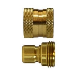 30450 Garden Hose Quick Disconnect Coupler Set, 3/4 - in Female Garden Hose Coupler x 3/4 - in Male Garden Hose Plug, Brass - GetHydraulics.com