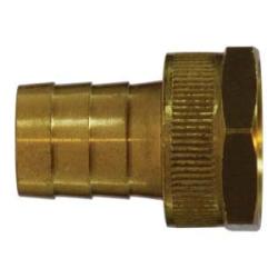 30454 Short Shank Female End Hex Adapter with Hex Nut, 5/8 - in Garden Hose Barbed x 3/4 - in FGH, Brass - GetHydraulics.com