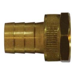 30455 Short Shank Female End Hex Adapter with Hex Nut, 3/4 - in Garden Hose Barbed x 3/4 - in FGH, Brass - GetHydraulics.com