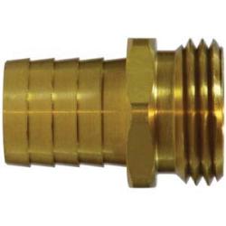 30471 Short Shank Male End Hex Adapter, 1/2 - in Garden Hose Barbed x 3/4 - in MGH, Brass - GetHydraulics.com