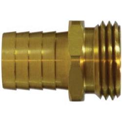 30472 Short Shank Male End Hex Adapter, 5/8 - in Garden Hose Barbed x 3/4 - in MGH, Brass - GetHydraulics.com