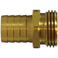 30473 Short Shank Male End Hex Adapter, 3/4 - in Garden Hose Barbed x 3/4 - in MGH, Brass - GetHydraulics.com