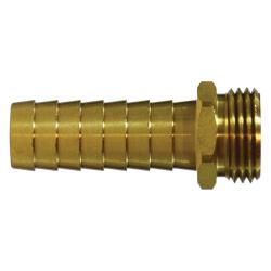 30510 Straight Male End Hex Adapter, 1/2 - in Garden Hose Barbed x 3/4 - in MGH, Brass - GetHydraulics.com