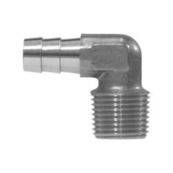 32039NP 90 - deg Male Elbow, 1/4 - in Hose Barb x 1/4 - in Male NPTF, Nickel - Plated Brass - GetHydraulics.com
