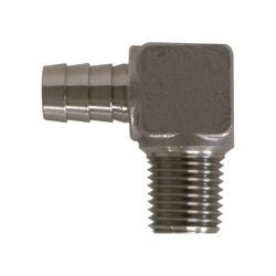 32041SS 90 - deg Male Elbow, 3/8 - in Hose Barb x 1/4 - in Male NPT, Stainless Steel - GetHydraulics.com
