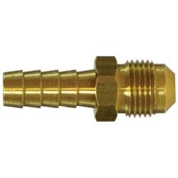 32081 Male Flare Adapter, 1/4 - in Hose Barb x 1/4 - in Male Flared, Brass - GetHydraulics.com