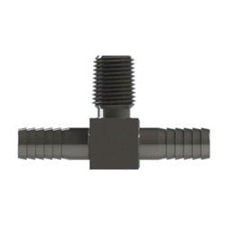 32128SS Male Branch Hose Barb Tee, 3/8 - in Hose Barb x 3/8 - in Hose Barb x 1/4 - in Male NPTF, Stainless Steel - GetHydraulics.com
