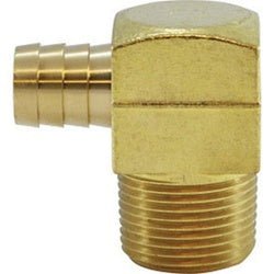 32330 90 - deg Square Barstock Brazed Elbow, 3/4 - in Hose Barb x 1 - in Male NPTF, Brass - GetHydraulics.com