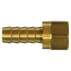32397C Crimp Style Straight Connector, 1 in Hose Barbed x 1 in Female 37 deg JIC Flared, Brass - GetHydraulics.com
