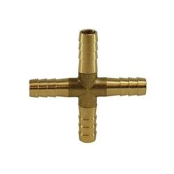 32608 Cross, 1/4 - in Hose Barbed x 1/4 - in Hose Barbed x 1/4 - in Hose Barbed x 1/4 - in Hose Barbed, Brass - GetHydraulics.com
