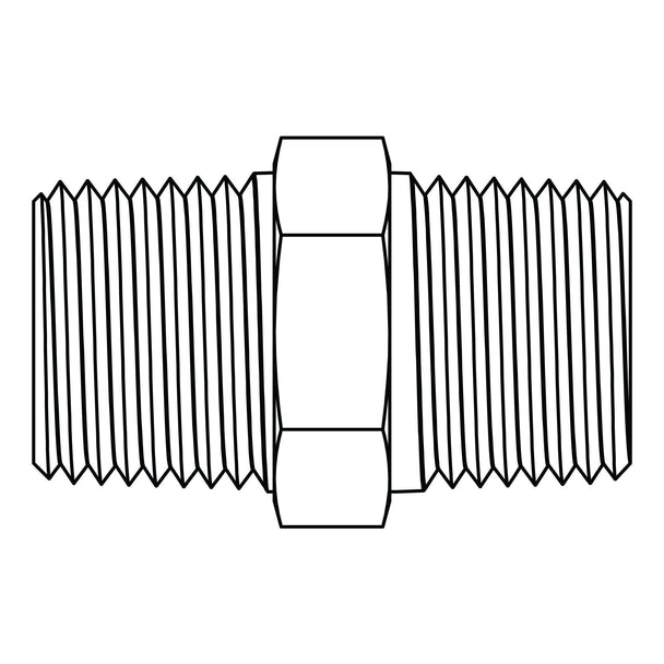 3325 - 12 - 08 Hex Pipe Nipple, Brass - GetHydraulics