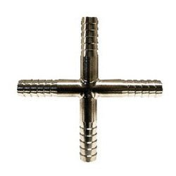 34638T Thinwall Cross, 3/8 in Barbed x 3/8 in Barbed x 3/8 in Barbed x 3/8 in Barbed, Stainless Steel - GetHydraulics.com