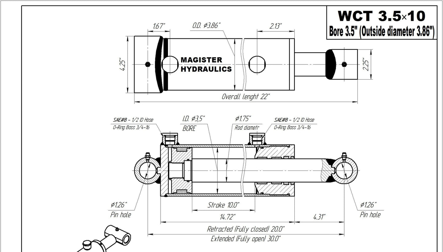 3.5" Bore Cross Tube Hydraulic Cylinders - GetHydraulics