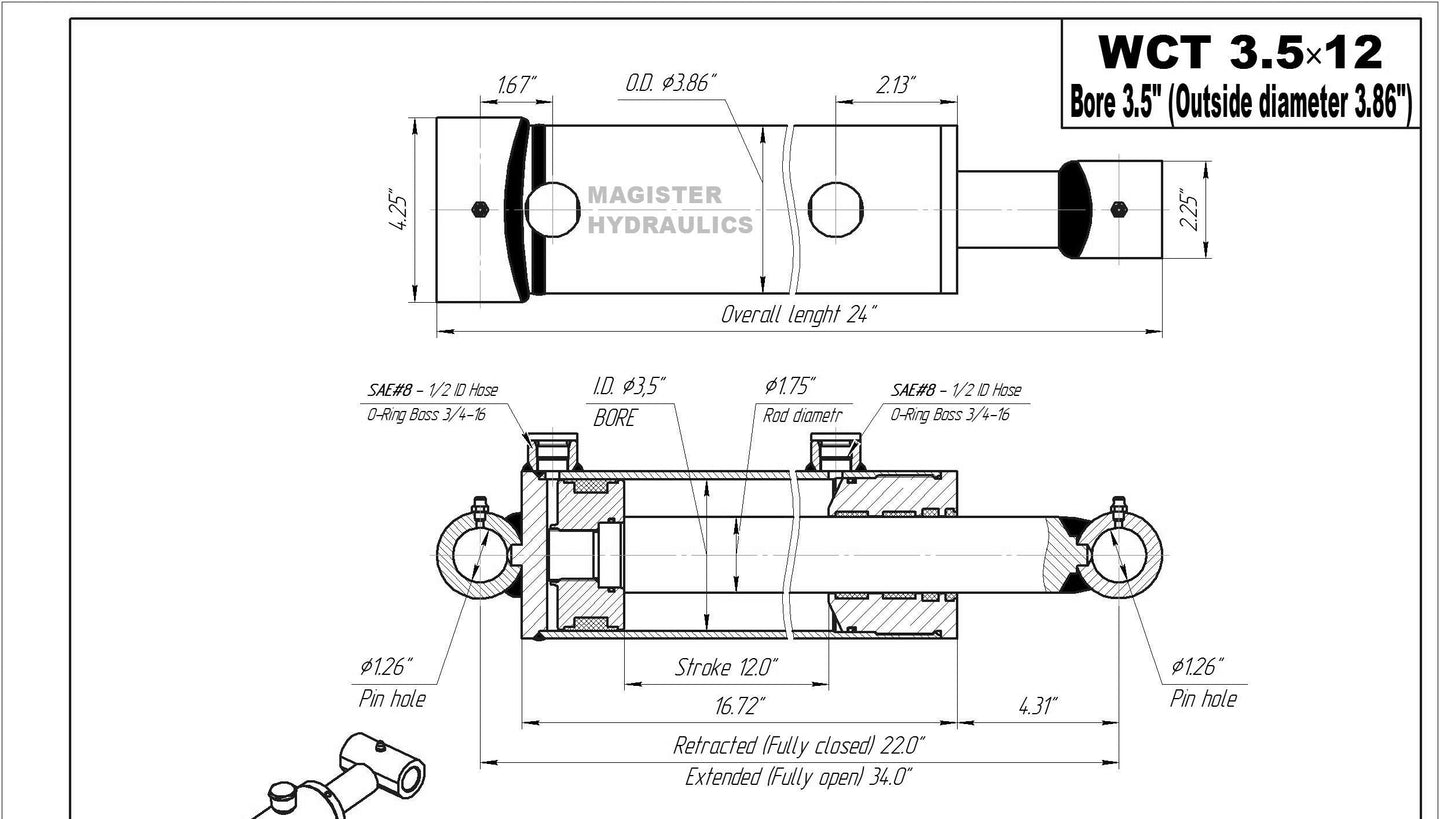 3.5" Bore Cross Tube Hydraulic Cylinders - GetHydraulics