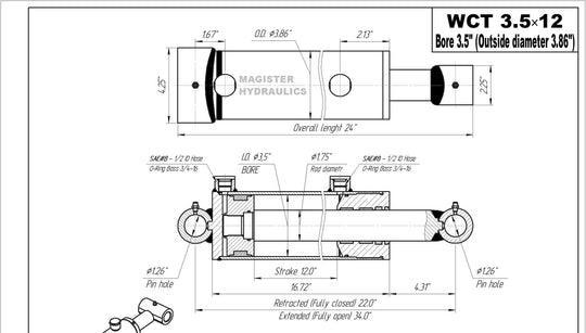 3.5" Bore Cross Tube Hydraulic Cylinders - GetHydraulics