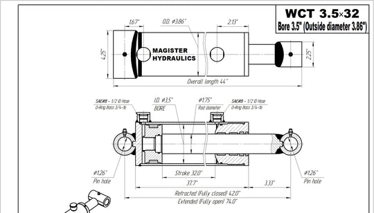 3.5" Bore Cross Tube Hydraulic Cylinders - GetHydraulics