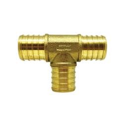 35052 Reducing Tee, 1 - in PEX x 1 - in PEX x 1/2 - in PEX, Lead - Free Brass - GetHydraulics.com