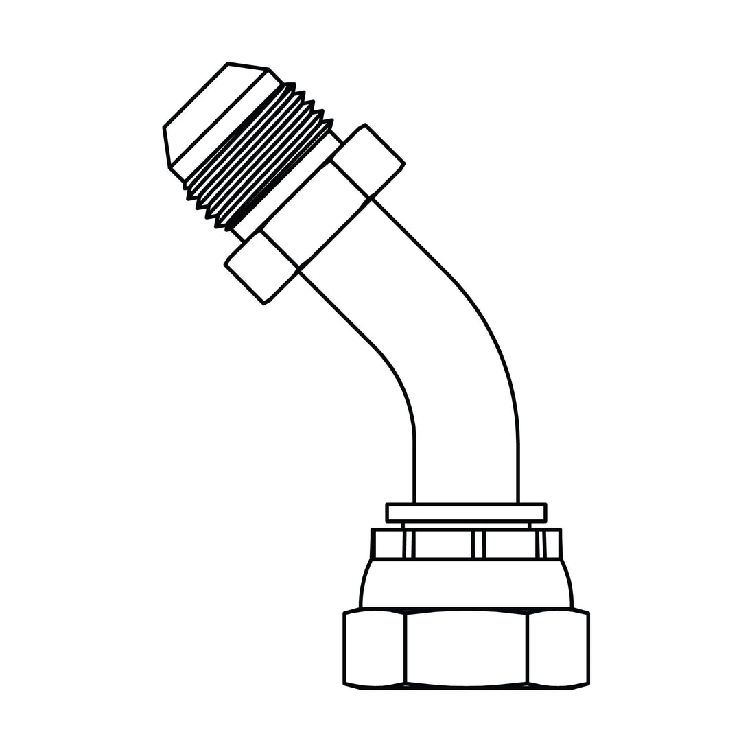 3602 - 08 - 08 JIC to BSPP Bent Tube Swivel Elbow 45 - GetHydraulics.com
