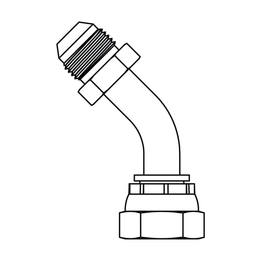 3602 - 08 - 08 JIC to BSPP Bent Tube Swivel Elbow 45 - GetHydraulics.com