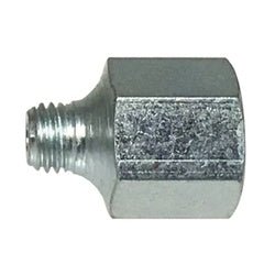 36300 Adapter, 1/8 - 27 x 1/4 - 28 Thread, FNPTF x Male SAE Thread, 1/2 in Hex, Zinc - Plated, Steel - GetHydraulics.com