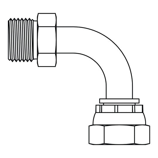 3701 - 04 - 04 BSPP to BSPP Swivel Elbow 90 Bent Tube - GetHydraulics.com