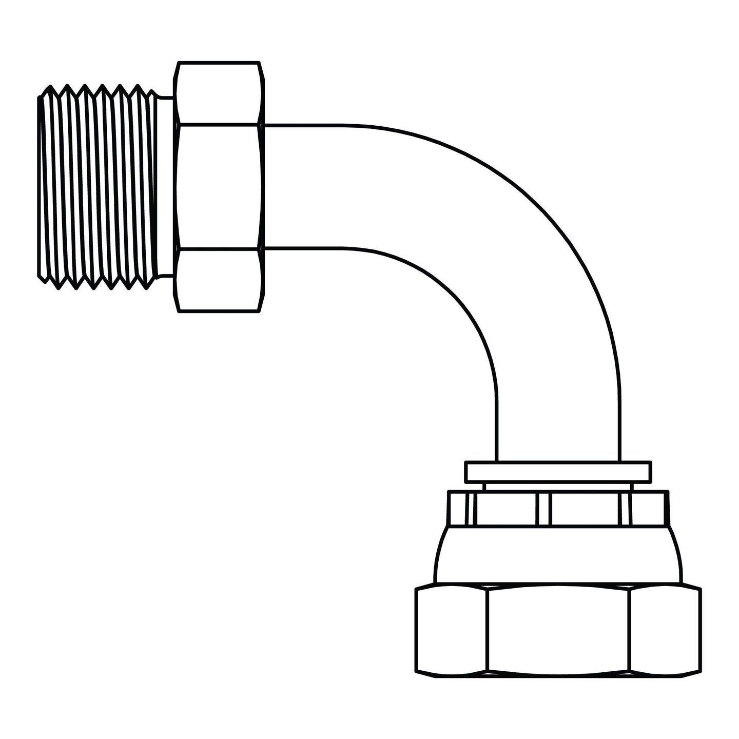 3701 - 16 - 16 BSPP to BSPP Swivel Elbow 90 Bent Tube - GetHydraulics.com