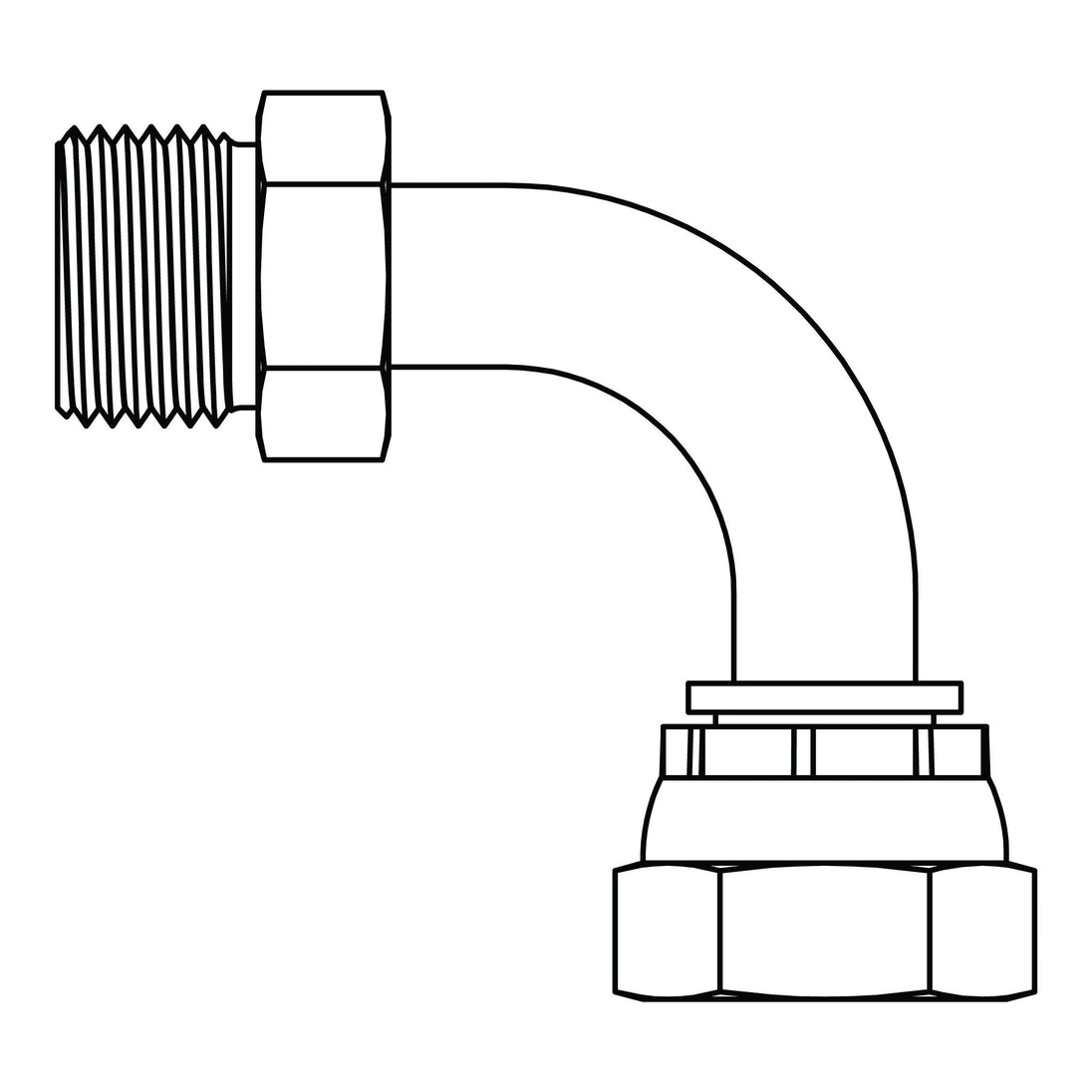 3701 - 20 - 20 BSPP to BSPP Swivel Elbow 90 Bent Tube - GetHydraulics.com