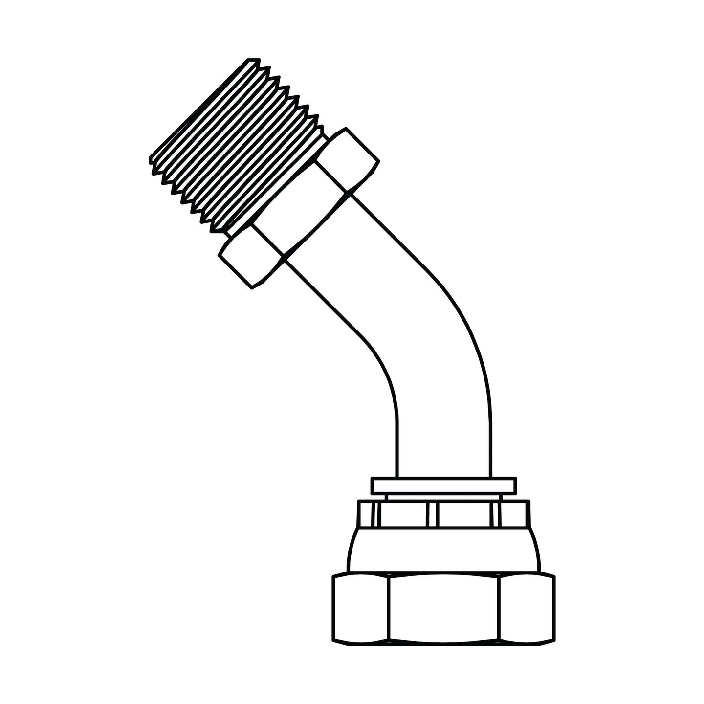3702 - 08 - 08 BSPP to BSPP Swivel Elbow 45 Bent Tube - GetHydraulics.com